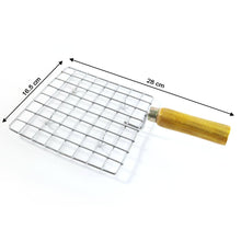 Kitchen Square Stainless Steel Roaster Jali, Barbecue Grill with Wooden Handle
